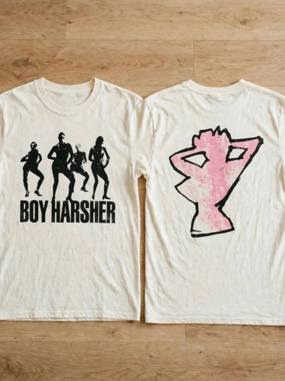 Boy Harsher Figures Cream Off-White Two-Sided Graphic T-Shirt S-4XL [Reprint]